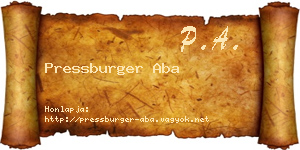 Pressburger Aba névjegykártya
